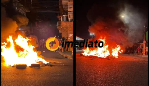 Há três dias sem energia, moradores ateiam fogo em pneus na Avenida Tefé