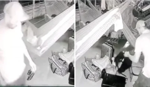 Vídeo mostra momento em que homem rouba bolsa de casal dentro de barco