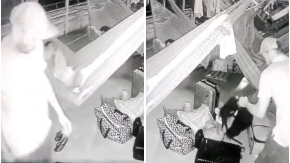 Vídeo mostra momento em que homem rouba bolsa de casal dentro de barco