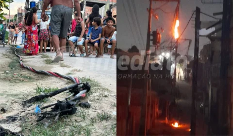Incêndio em poste de energia deixa comunidade de Manaus sem eletricidade e gera revolta; Veja vídeo