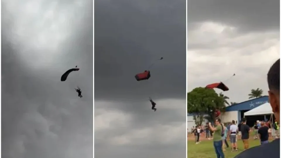 Homem morre após ser atingido por paraquedista em evento no interior de SP; Veja vídeo