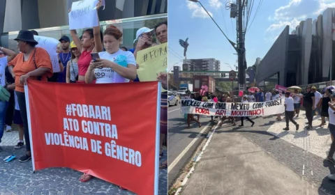Manifestação em apoio à conselheira Yara Lins reúne dezenas de pessoas em frente ao TCE-AM