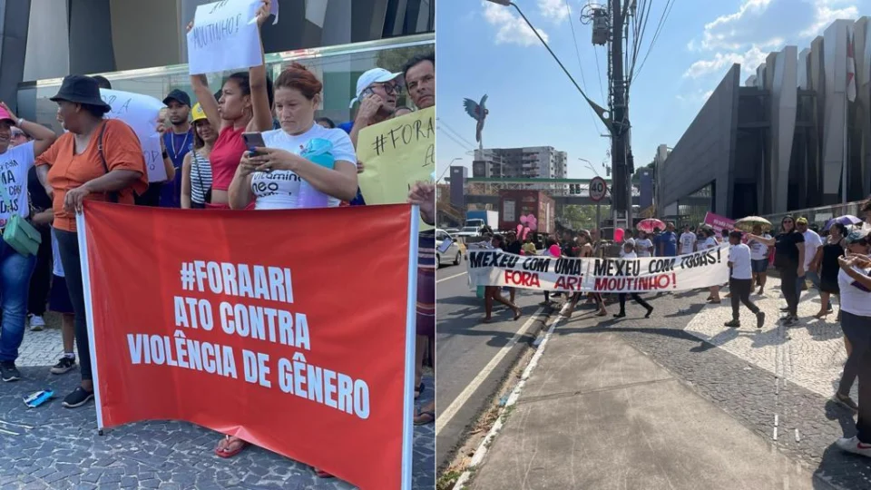 Manifestação em apoio à conselheira Yara Lins reúne dezenas de pessoas em frente ao TCE-AM