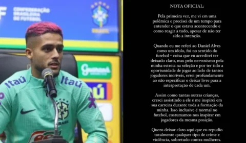 Yan Couto, da seleção brasileira, se desculpa após citar Dani Alves como ídolo