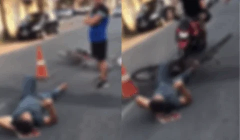 VEJA VÍDEO: motociclista atropela ciclista caído que aguardava ambulância
