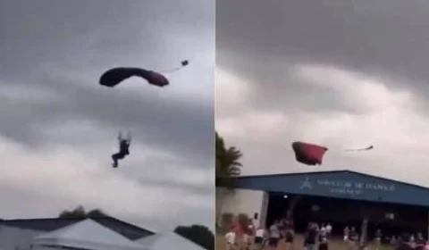 VÍDEO: homem é atingido por paraquedista durante show aéreo e morre