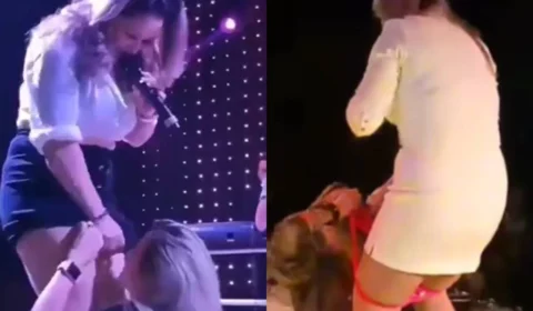 Vídeo: cantora viraliza ao coar cachaça na calcinha para fãs no palco