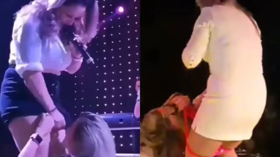 Vídeo: cantora viraliza ao coar cachaça na calcinha para fãs no palco