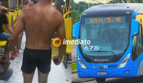 Vídeo: bandidos deixam passageiro só de cueca durante assalto em ônibus da linha 678 em Manaus