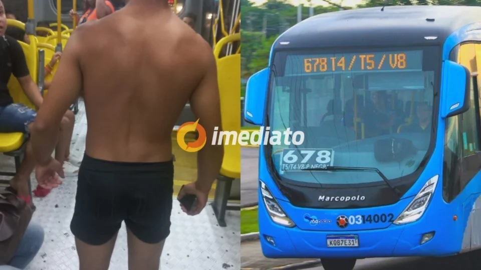 Vídeo: bandidos deixam passageiro só de cueca durante assalto em ônibus da linha 678 em Manaus