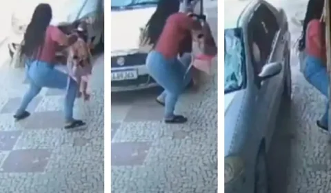 VEJA VÍDEO: mãe e filha escampam de atropelamento após carro invadir calçada