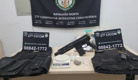 Coletes à prova de balas, drogas e fuzil são apreendidos no Novo Aleixo