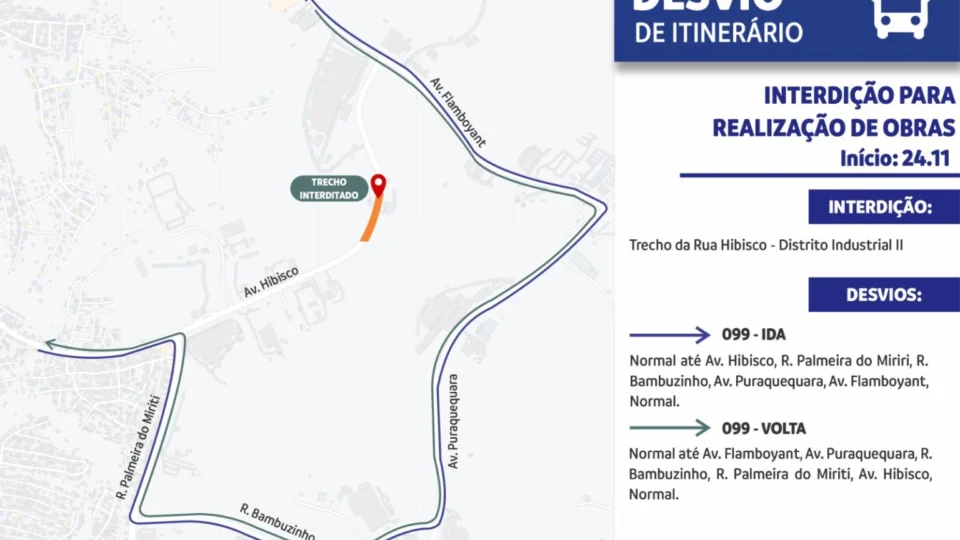 Rua Hibisco no Distrito Industrial 2 sofre interdição total; veja desvio