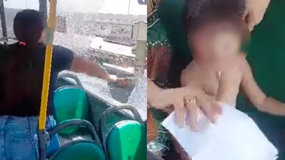 VEJA VÍDEO: mãe quebra vidro de ônibus após filho passar mal por conta do calor