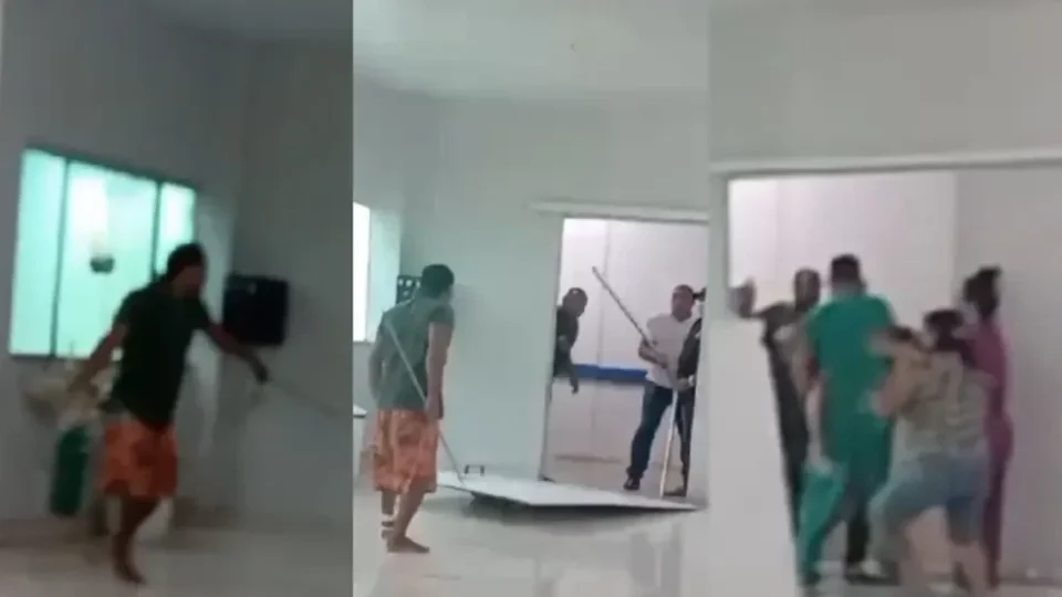 VEJA VÍDEO: Homem derruba porta e danifica objetos de unidade de saúde durante surto