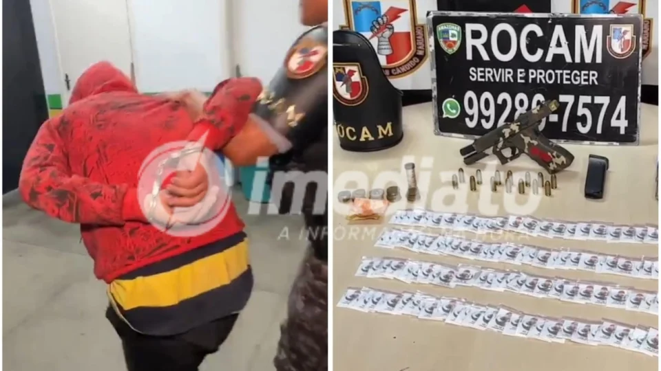 Vulgo ‘Cabeça’ é preso com arma de fogo e drogas no Centro de Manaus