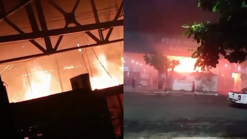 VÍDEO: Feira do Santo Antônio pega fogo e cerca de 18 boxes são destruídos