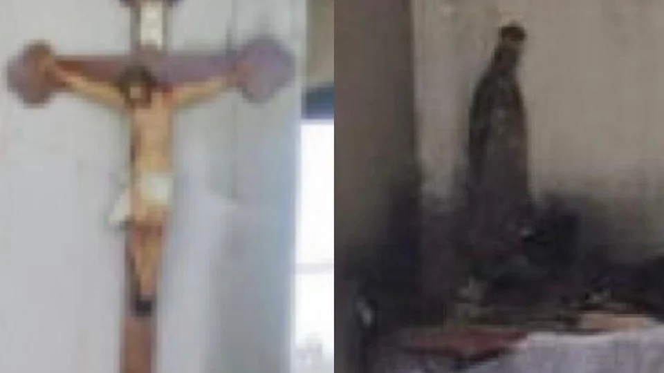 Após incêndio, imagens de Jesus e Nossa Senhora são encontradas intactas