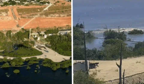 Mina 18 da Braskem se rompe na Lagoa Mundaú, em Maceió
