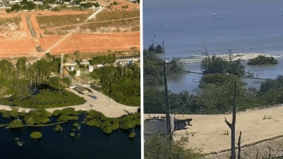 Mina 18 da Braskem se rompe na Lagoa Mundaú, em Maceió