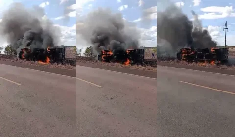 Caminhão do Exército tomba e pega fogo em rodovia que dá acesso à fronteira com a Guiana