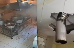 VEJA VÍDEO: panela de pressão explode, deixa 1 ferido e buraco no teto