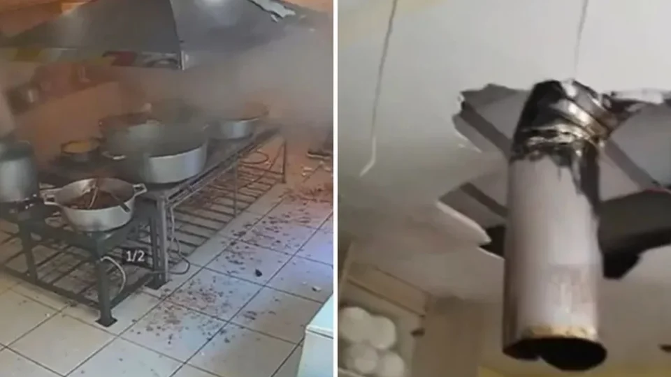 VEJA VÍDEO: panela de pressão explode, deixa 1 ferido e buraco no teto