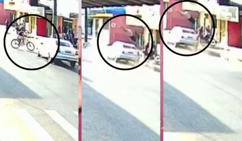 VEJA VÍDEO: ciclista é arremessada após ser atropelada por carro