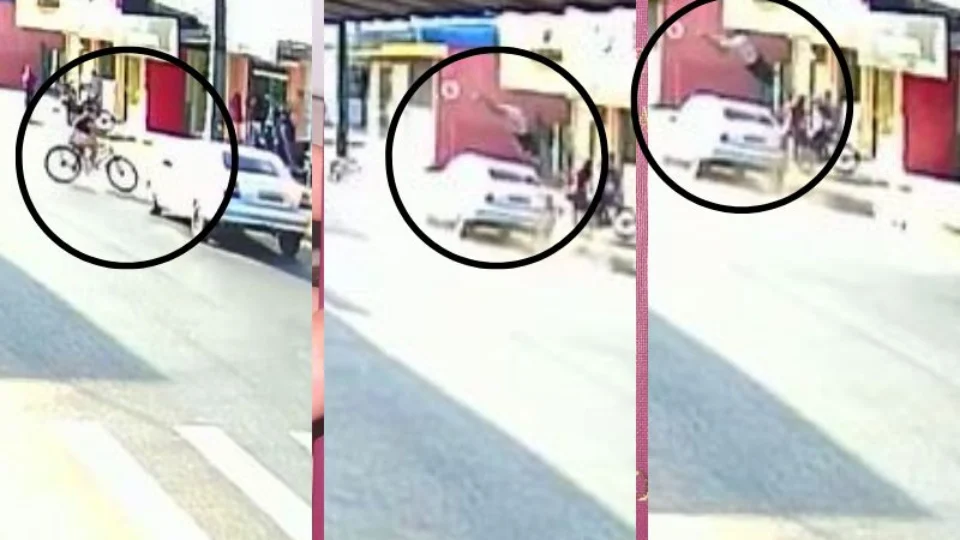 VEJA VÍDEO: ciclista é arremessada após ser atropelada por carro