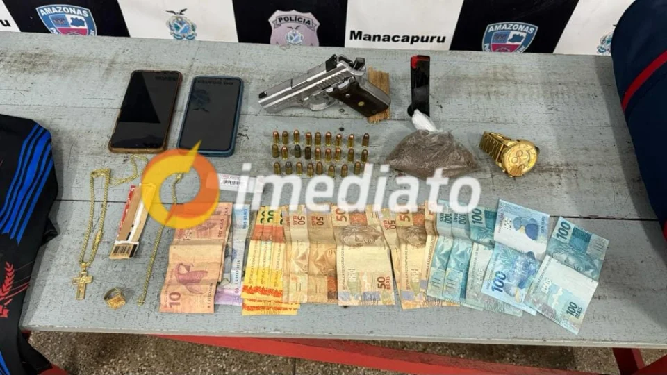 Homem é preso no Centro de Manacapuru com drogas, arma e munição