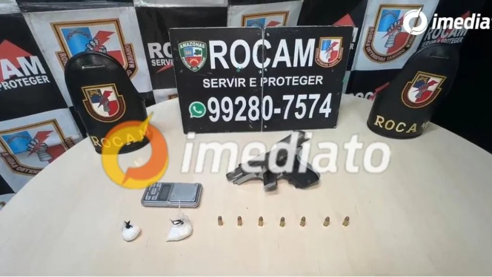 Rocam apreende arma de fogo e drogas no Centro de Manaus