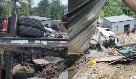 VÍDEO: Carreta desgovernada destrói casa no bairro Tarumã em Manaus
