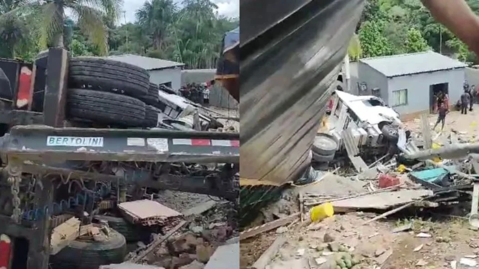 VÍDEO: Carreta desgovernada destrói casa no bairro Tarumã em Manaus