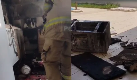 VEJA VÍDEO: moradora deixa carne na air fryer ao sair de casa e cozinha pega fogo