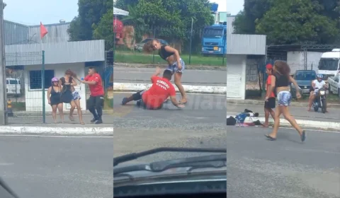 Vídeo: mulher tenta esfaquear bombeira civil em estacionamento de supermercado na ZL