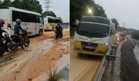 Deslizamento de terra na Avenida da Flores causa transtorno no trânsito