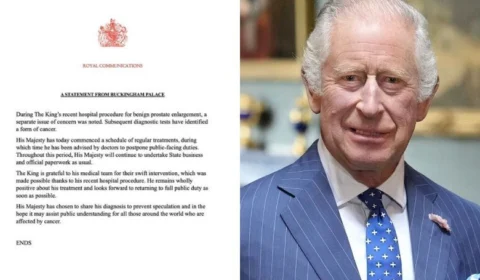 Palácio de Buckingham informa que o Rei Charlles III foi diagnosticado com câncer