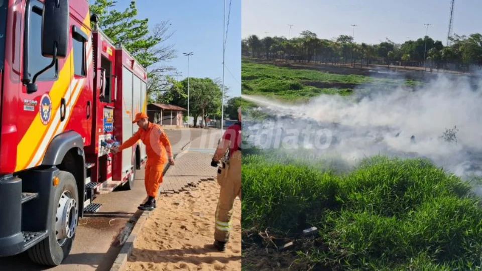 VÍDEO: Incêndio no parque Augusto Germano Sampaio preocupa moradores e bombeiros