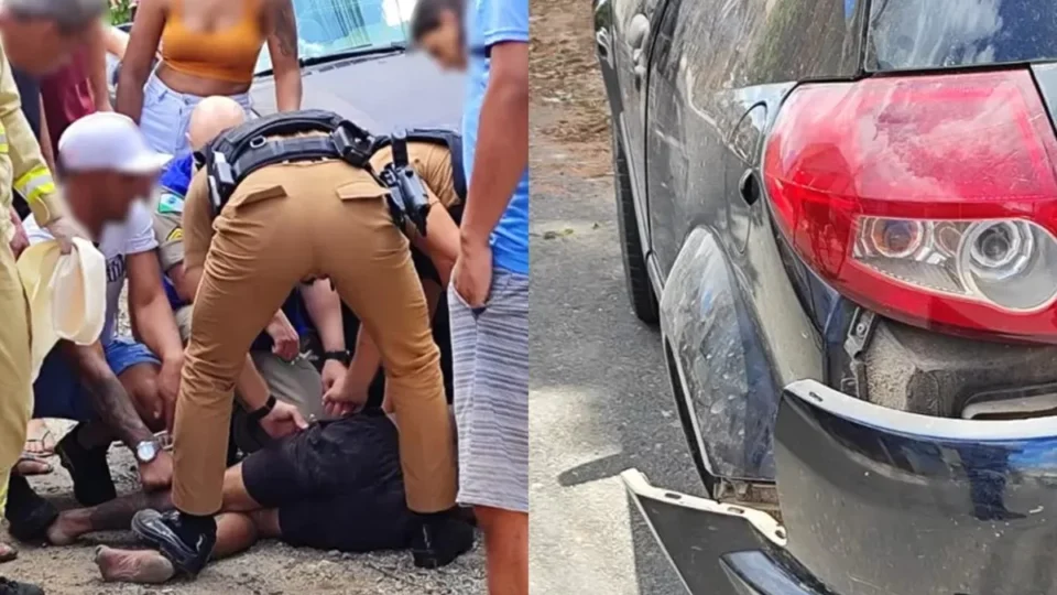 Bêbado e com bebê de colo, motorista provoca acidente e agride PM