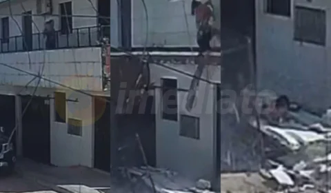 Vídeo chocante: desabamento de marquise deixa mulher e criança feridas em Pernambuco