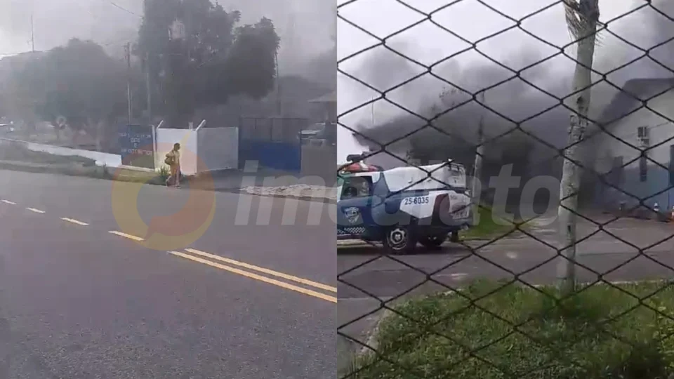 Vídeo: incêndio atinge Centro de Manutenção da Polícia Militar no Petrópolis