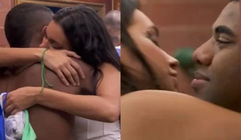 BBB24: Davi abraça, beija pescoço de Alane e fala para dormirem juntos após festa