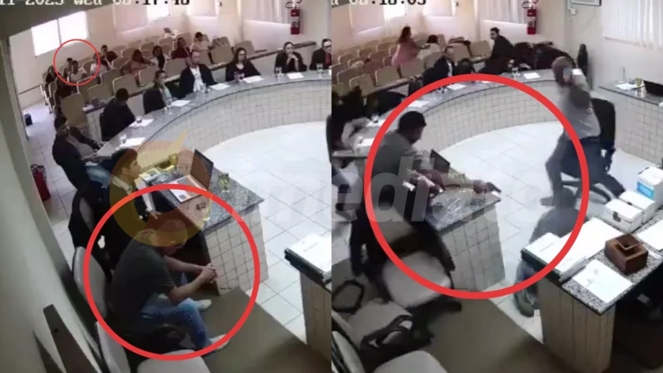 Vídeo: Homem invade julgamento e tenta matar criminoso que matou seu pai em 2012