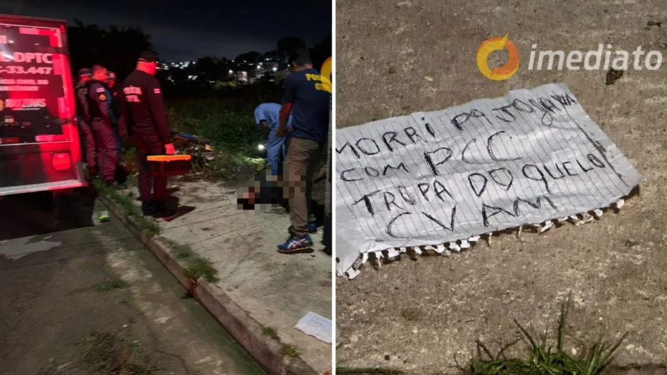 Criminosos matam homem a tiros e deixam bilhete em cima do corpo no Jorge Teixeira