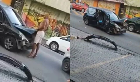 VÍDEO: Homem destrói carro com as próprias mãos em briga de trânsito