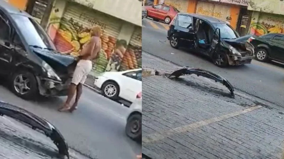 VÍDEO: Homem destrói carro com as próprias mãos em briga de trânsito