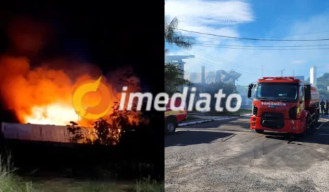 Galpão de empresas pega fogo no bairro Tarumã; bombeiros estão no local