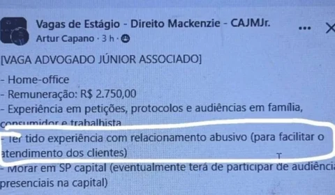 Vaga é ironizada por exigir “experiência com relacionamento abusivo”