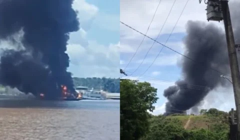 VÍDEO: Incêndio em balsa assusta moradores do bairro Puraquequara, em Manaus