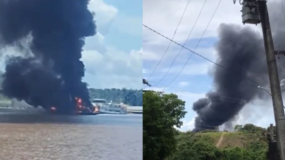 VÍDEO: Incêndio em balsa assusta moradores do bairro Puraquequara, em Manaus